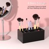 HIIMIEI Organizador de brochas de maquillaje negro de acrílico, 6