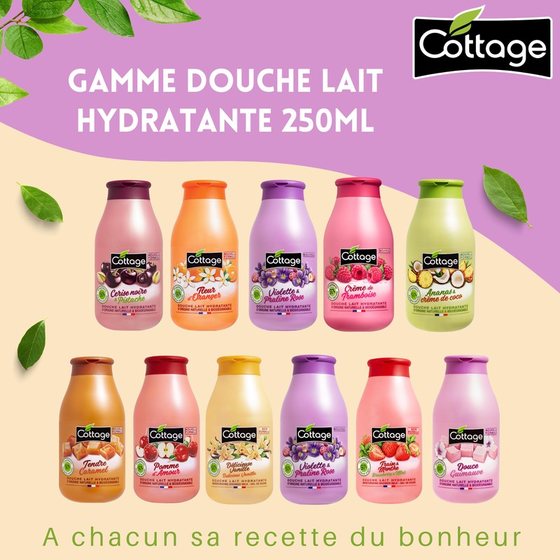 Cottage Shower Moisturising Milk Purple Praline Pink 97% Ingredients Natural