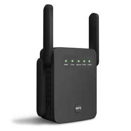 WiFi Extender Booster, Lxuemlu 1200Mbps WiFi Extender Internet Booster Dual Band 5GHz&2.4GHz Wifi Signal Booster with Ethernet Port & 4 Antennas, Home Wireless Range Extender Quick Setup - Black