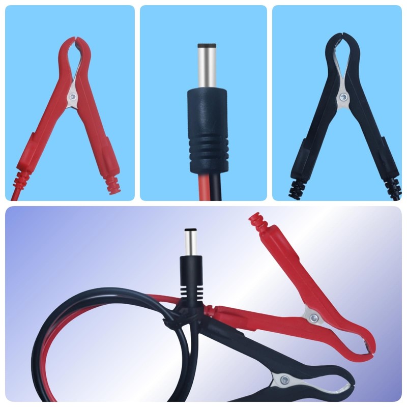 JASHALO DC5521 Battery Clamps - 12V Alligator Clips Power Cord
