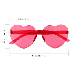 Lotsdonxia Love Heart Shape Sunglasses Stylish Rimless One-Piece Transparent Glasses in Candy Colors for Parties and Dressing Up (Rosy)