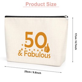Happy 50th Birthday Gifts for Women 25X17CM Makeup Bag 50 Year Old Gift Ideas for Female Friend Mon Wife Sister Aunt Turning 50 Christmas Birthday Gifts 1974 Cosmetic Travel Bag