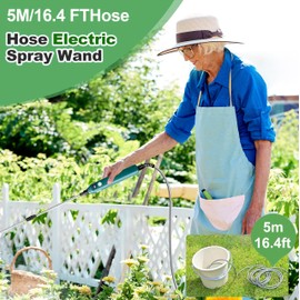 Battery Powered Sprayer Wand,23.6" Electric Sprayer Telescopic Wand with 3 Spray Forces, Battery Indicator, 16.4FT Hose, 3 Mist Nozzles for Lawn and Garden