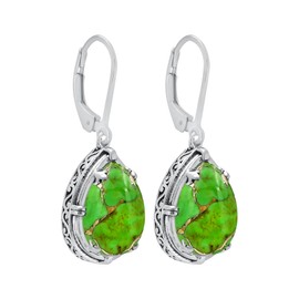 9.51Cts Green Copper Turquoise Earrings For Women Green Stone December Birthstone Jewelry Women's Day Gifts For Mom Sister