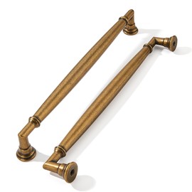 khtumeware 2 Pack 8 Inch(203mm) Antique Brass Cabinet Pulls Heavy Duty Solid Vintage Brass Cabinet Handles Kitchen Antique Bronze Cabinet Hardware for Cupboard Drawer Handles