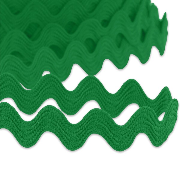 20mm RIC Rac Ribbon Sewing Braid RIC RAK Trimming Polyester Wave Trim Ribbon Fringe for Dressmaking Clothes Design Haberdashery Gift Wrapping Crafts Fringe Trim (Green - 20mm - 1 Meter)
