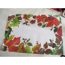 PLACE MAT 12 PCS AUTUMN LEAVE LEAF FALL PAPER PLACEMAT APPLE PEAR ACORN THANKSGIVING TABLE