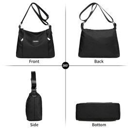 LassZone Women Crossbody Handbag Waterproof Hobo Shoulder Bag Ladies Multi Pocket Nylon Purse Lightweight Travel Tote Bag Casual Messenger Bag
