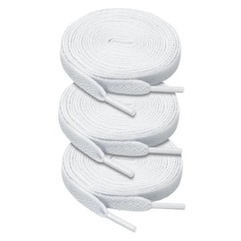 Auihiay 3 Pairs 45 Inches Flat Shoe Laces, White Shoe laces, Fashion Shoestrings for Sneakers, Skates, Casual Shoes, Canvas Shoes, Boots, Great Replacement Shoelaces (White)