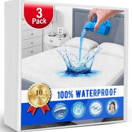 3 Pack Twin Mattress Protector Waterproof Mattress Protector Twin Mattress Pad Cover Noiseless Soft Breathable Terry Twin Mattress for Kids Pets Adults 39"x75"