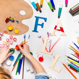 128 Pcs 5 Inch Wooden Letters for Crafts Small Wood Alphabet Letters Numbers and Symbols Unfinished Craft Letters for Painting DIY Project Wall Decor Spelling Education Homemade Crafts Party Gifts