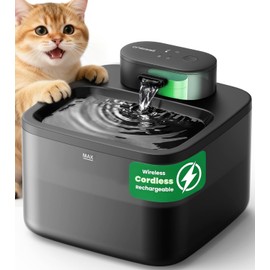 oneisall Wireless Cat Water Fountain: 74oz/2.2L Cordless Pet Water Fountains, 4000mAh Battery Operated Ultra-Quiet Integrated SilentFlow™ Pump for Cats Indoor, Automatic Cat Water Dispenser, BPA-Free