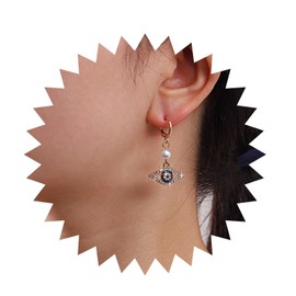 Cimenexe Bohemian Crystal Evil Eye Dangle Earrings Gold CZ Pearl Drop Earrings Rhinestone Blue Devil Eye Earrings Retro Demon Eye Pearl Earrings Jewellery for Women and Girls Gifts, Zinc, No Gemstone