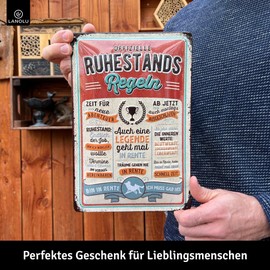 LANOLU Retro Tin Sign Retirement Gift for Retirement Entry Men, Pensioner Gift Decoration for Retirement and Retirement Start, Funny Gift Idea for Retirement Vintage Metal Sign 20 x 30 cm