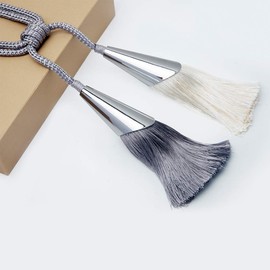 BirdNest Elegant Curtain Tiebacks Holdbacks,Window Drapery Hanging Ball Tassels Curtain Tie Backs for Blackout Window Treatment (Gray+Beige)