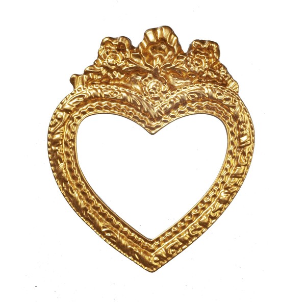 Melody Jane Dollhouse Gold Empty Heart Picture Frame Miniature Ornament