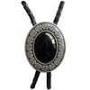 Vintage Bolo Tie Black Agate, Western Tie, silver-plated, Bolotie