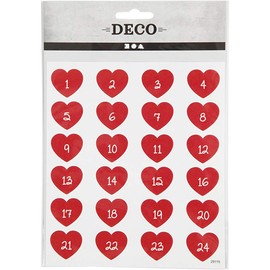 RED Hearts Advent Numbers Mix Fancy Stickers Kids Crafts, Card Making, Glitter, Foiled 29115