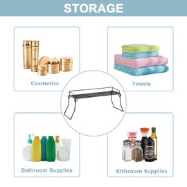 JUNCHU CHERRY Metal The Sink Vanity Organizer, Bathroom or Kitchen Sink Organizer, Feminine Products Organizer (Black)