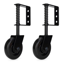 YONSIN 4.3" Heavy Duty Spring Loaded Gate Caster with Bearing, Drag Gate Wheels with 360° Swivel for Wooden Gate Fence, Metal Tube Gate, Anti Sag Gate Kit with Bear, 200 Lbs Capacity, 2 Pcs, Black