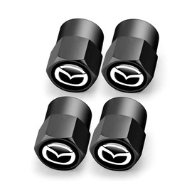 Hisport Hex 016 Black 4pcs Universal Car Tire Valve Stem Caps Air Cover Fit Mazda Accessories
