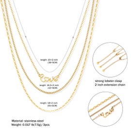 CONRAN KREMIX Waterproof Gold Layered Necklaces for WomenNon Tarnish, 18k Gold Plated Stainless Steel Dainty Stack Thin Chain Necklace Set for Women Gifts Jewelry