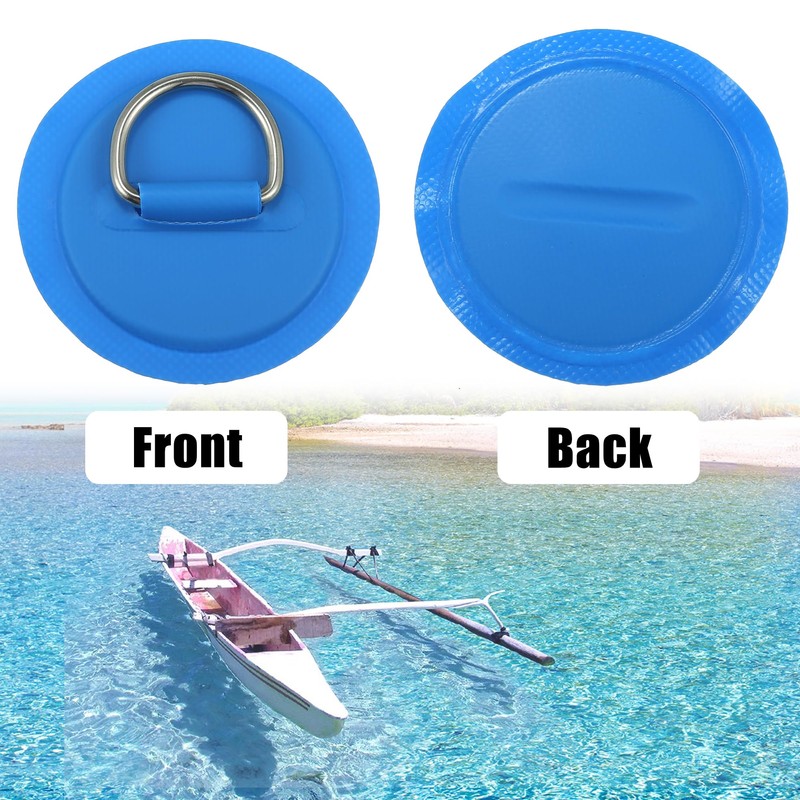 X AUTOHAUX 4pcs 11cm Blue D Ring Patch PVC Stainless