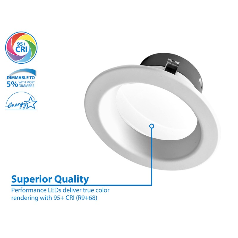 NICOR Lighting DLR4(v6) 4-inch White Selectable Recessed LED Downlight (DLR4607120SWH)
