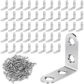 YFLeomry Pack of 50 Angle Connectors Stainless Steel 40 x 40 mm, Metal Angle 90 Degrees, Rustproof Stainless Steel Angle for Furniture Construction and Shelf Construction, Wnkel Connector with Bore