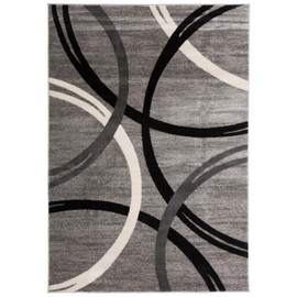Rugshop Wavy Circles Design Area Rug, Fade-Resistant Carpet for Living Room, Dining Room, or Bedroom, Gray, 5'3" x 7'3"