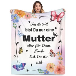 Adolgutty Geschenke für Mama, Muttertagsgeschenk Decke für Mama, Geburtstagsgeschenk für Mama, Geschenk für Mütter Geburtstag Weihnachten Geschenkideen, Flauschige Kuscheldecke 130x150CM