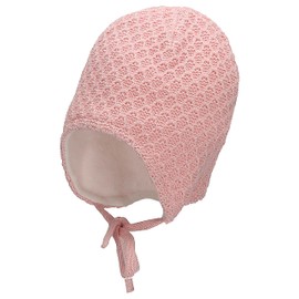Sterntaler Baby Girl Knitted Hat Baby GOTS Knitted Hat Tie Straps Hat - Baby Knitted Hat - Made of Cotton with Tie Band - Pink, 45, pink