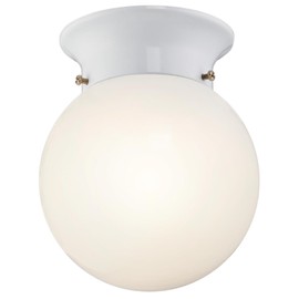 6107000 5-13/16-Inch LED Indoor Flush Mount Ceiling Fixture, White Finish with White Opal Glass Globe