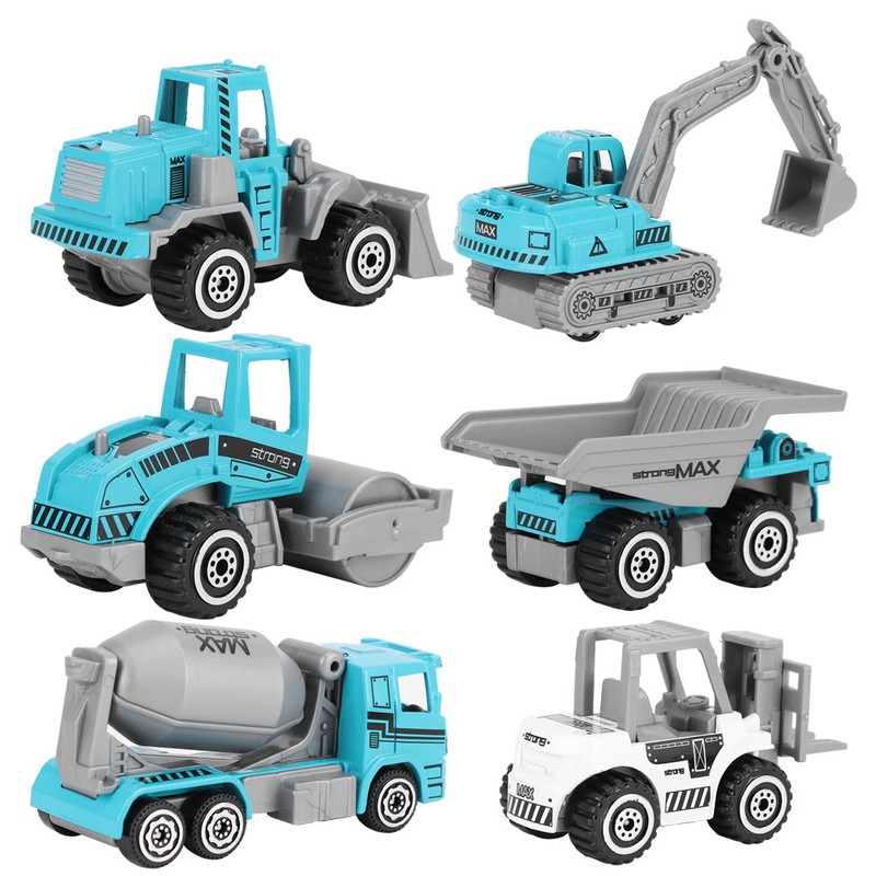 6pcs 1:64 Engineering Car Model Alloy Simulation Vehicle Car Model