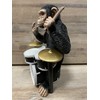 Funny Monkey Decorative Figurine, Drum Playing Monkey Statue 8 Inch