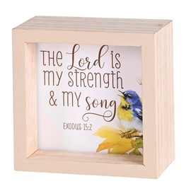 Dicksons Inspirational Double Sided Standing Tabletop Plaque Sign For Living Room 4 x 4 Wood Give Me Strength Blue Bird