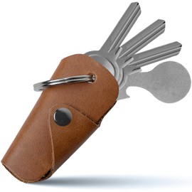 DORERO® Key Organiser with Shopping Trolley Releaser, Premium Key Case Made of Genuine Leather, Leather Case for 1-5 Keys, Key Organiser, brown