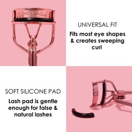 JAPONESQUE Comfort Grip Eyelash Curler for Natural & False Lashes, Universal Fit, Long-Lasting Curl