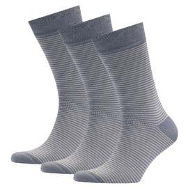 VRD Bamboo Rayon Mens Dress Socks, Striped Design Mid Calf Crew Length Socks for Men Shoe Size 8-13 Ocean Grey, 3-Pairs
