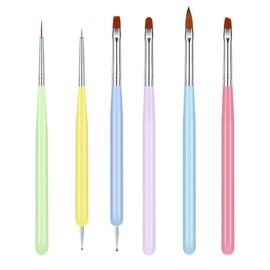 YOCDNOV 6 Pieces Nail Brushes - Acrylic Nail Brush, Nail Brushes for Decoration, Nail Art Design Dotting Pen Nail Brush, Double Sided Nail Tools, for Nail Design and DIY