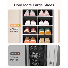 ULG Over The Door Shoe Organizer with 16 Large Pockets, Hanging Shoe Rack for Closet Door, Space Saving Shoe Storage for Boots, Heels & Sneakers, Black