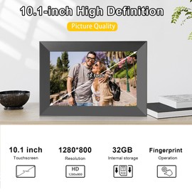 Golony WiFi Digital Photo Frame, 10.1 Inch Digital Photo Frame, 1280 x 800 IPS LCD Touch Screen, 32 GB Internal Memory, Automatic Rotation, Share Moments Instantly with Frameo App, Black