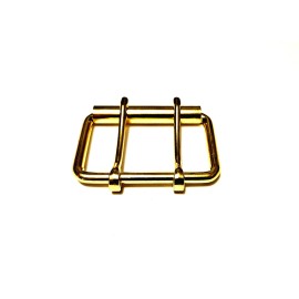 brass plated double prong roller buckle 2.5" inches