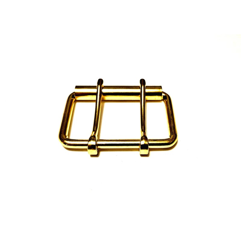 brass plated double prong roller buckle 2.5" inches