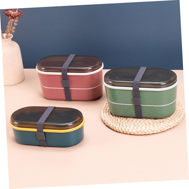 FUNOMOCYA 1Set Double Layer Bento Lunch Box for Portable Container