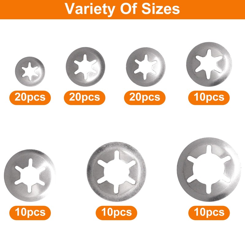 BENLIUDH Lock Washers Assortment Kit, 304 Stainless Steel Internal Tooth