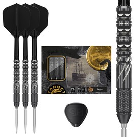 Target Japan Black Marque Draco 90% Tungsten K-Flex Swiss Point Steel Tip Darts Set, 23G | KFlex Dart Flight, Swiss Nano Points, Black & Silver Steel Dart Tip with K Flex Integrated Shafts and Flights