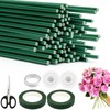 DONQL 100 Pcs Florist Wire Stems 2mm*25cm, Flexible Green Floral