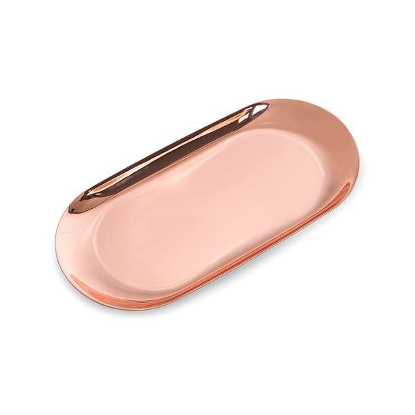 ANZOME Gold Platter Oval Stainless Steel Serving Trays Napkins Case Napkin Trays - Large Gold (Rose Gold, Medium)