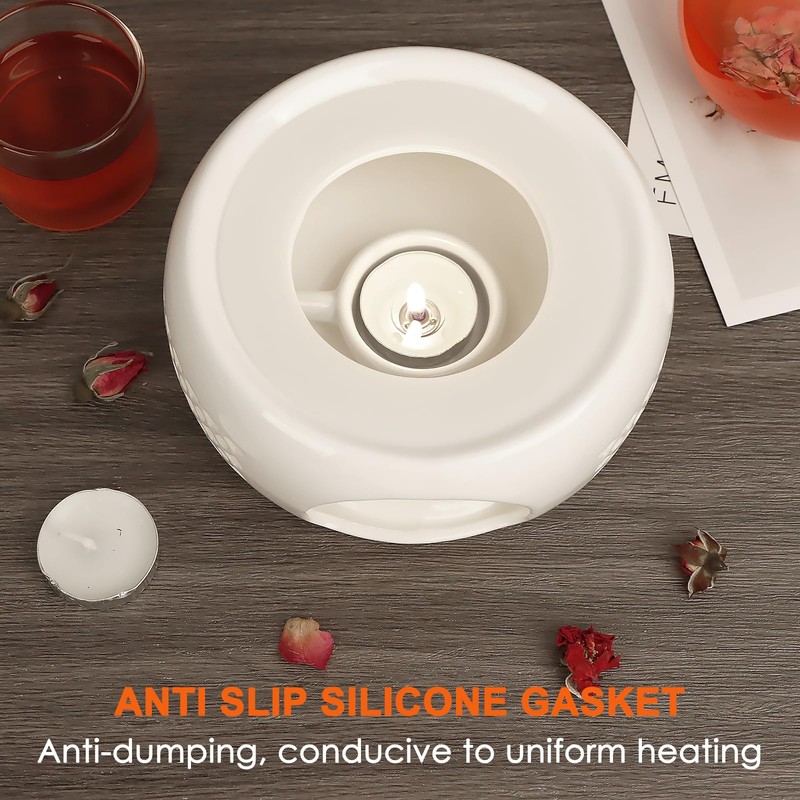 KAYCROWN Teapot Warmer, Ceramic Tea Warmer with Tealight Holder, Teapot